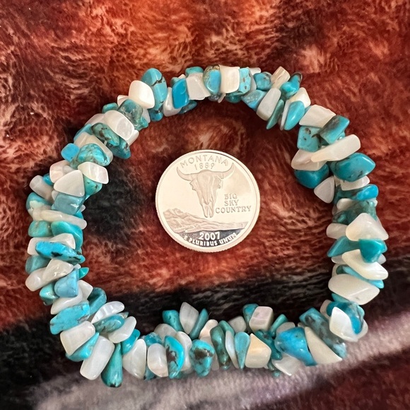 ❤️ Braided Moonstone & Turquoise Stretch Bracelet Southwestern 34.2gms - Picture 4 of 7